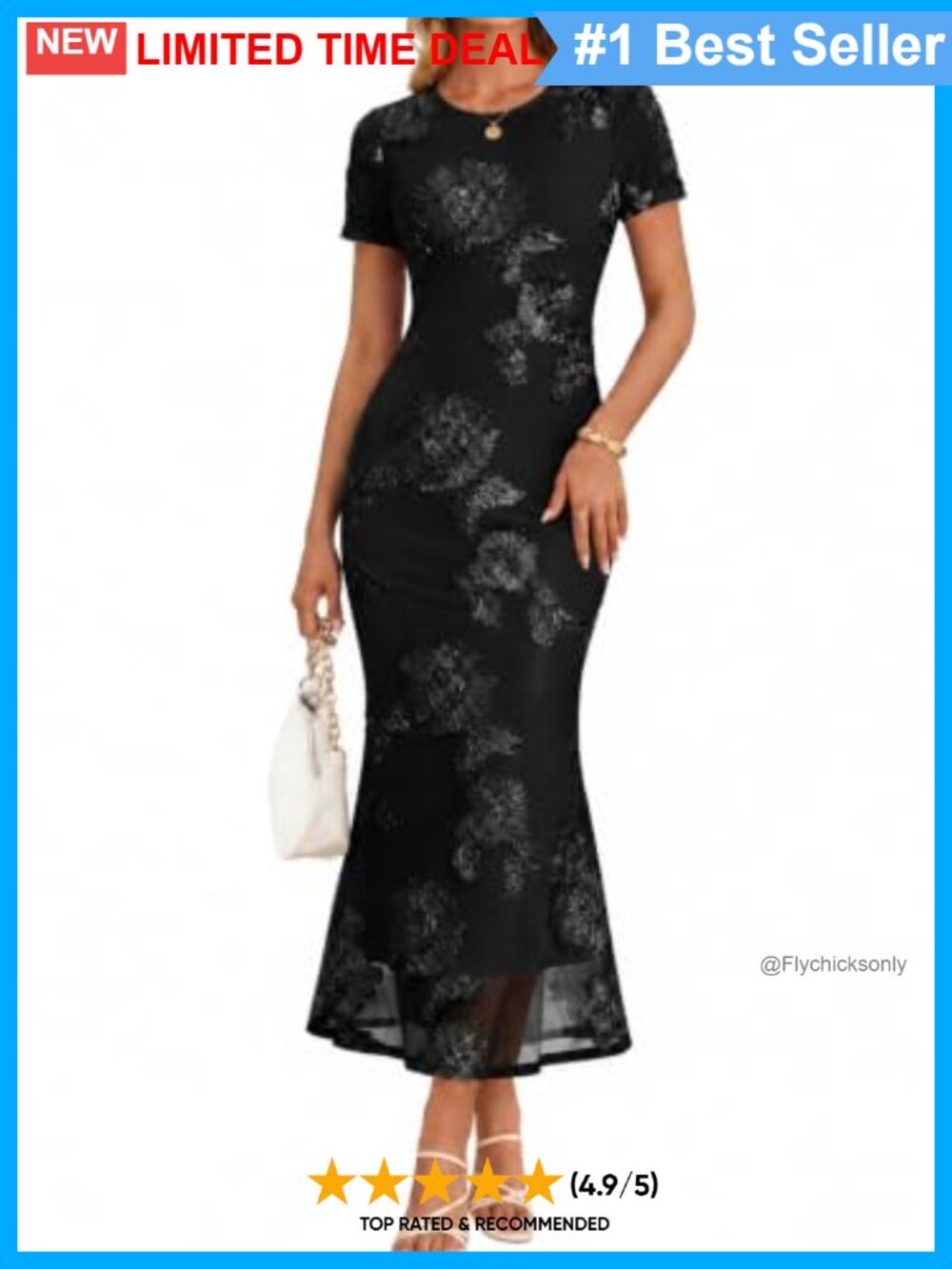 Women's Floral Short Sleeve Mermaid Maxi Dress Cocktail Party